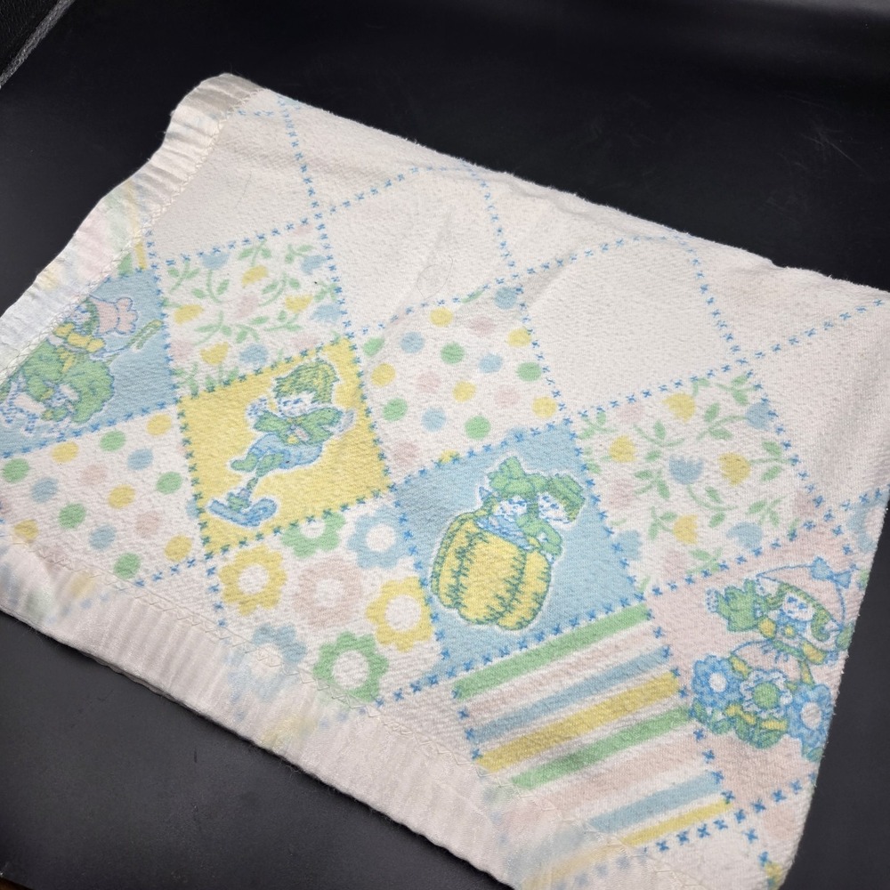 Vintage Satin Edge Baby Blanket Nursery Rhyme Receiving Style Humpty Dumpty Jack